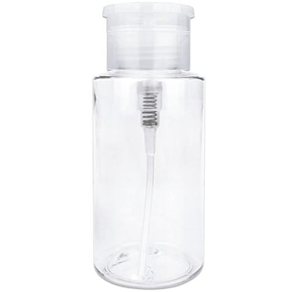 7oz Clear Push Down Pump Dispenser Empty Refillerble Bottle with Flip Top Cap - for Nail Polish, Travel, Cosmetics Packaging - color: Clear, size: 7 Ounce - 1 Bottle