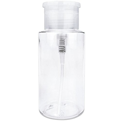 7oz Clear Push Down Pump Dispenser Empty Refillerble Bottle with Flip Top Cap - for Nail Polish, Travel, Cosmetics Packaging - color: Clear, size: 7 Ounce - 1 Bottle