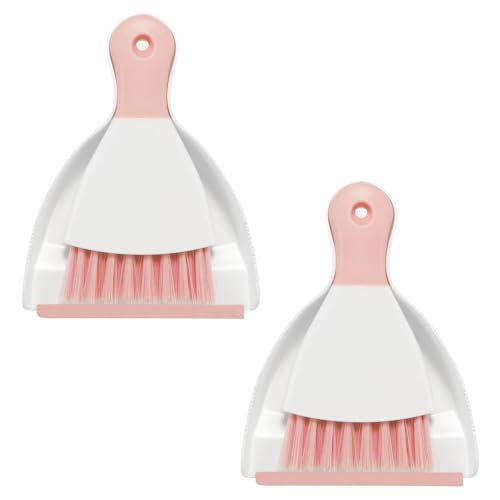 NACENA Mini Dustpan and Brush Set 2 Pack, Small Broom and Dustpan Set Dust Pan and Mini Hand Broom Dustpan and Broom Combo Compact for Home Table Keyboards Sofa Kitchen, Pink - color: Pink, size: 2 packs