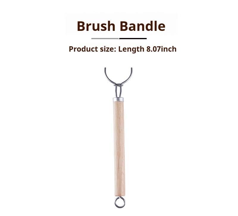 Bamboo Dish Brush - Kitchen Scrub Brushes with 3 Replacement Heads | Natural Bristle | Sisal | Horse Hair - Pot Brush with Wooden Handle for Cleaning Grills, Pans, Stoves