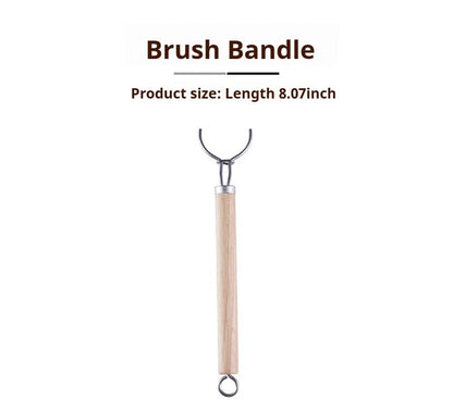 Bamboo Dish Brush - Kitchen Scrub Brushes with 3 Replacement Heads | Natural Bristle | Sisal | Horse Hair - Pot Brush with Wooden Handle for Cleaning Grills, Pans, Stoves