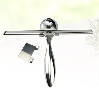 Cabilock Shower Squeegee for Glass Doors 3-Pack Stainless Steel Bathroom Water Scraper with Suction Cup Hooks 6.7 Inch Handle for Mirror and Tile Cleaning