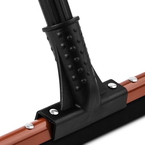 20 Inch Rubber Floor Squeegee with Red Steel Handle, Flex Blade