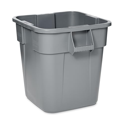 Rubbermaid Commercial LLDPE Square Brute 28-Gallon Trash Can without Lid, Gray, For Restaurants/Garages/Offices/Mailrooms/Classrooms