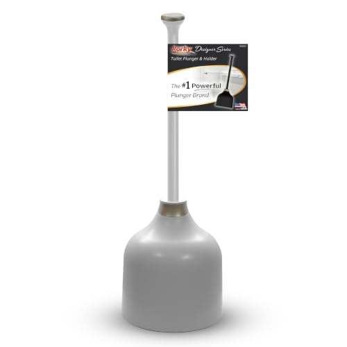 Korky Gray Toilet Plunger and Holder – Heavy Duty Compact Design – Fast Clog Removal – Easy to Clean - Made in USA - color: Gray