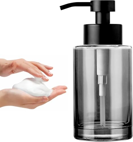 Enra Foaming Soap Dispenser, 12oz Black Thick Glass Bathroom and Kitchen Soap Dispenser with Stainless Steel Pump - color: Black/Foam Type