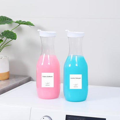 54 OZ Laundry Detergent Dispender BY VEGEVIGI, 54OZ Laundry Soap Disepenser, Liquid Laundry Detergent Container Organizer, Plastic Fabric Softener Dispenser, Powder Detergent Dispenser, 2PACK - color: 2p