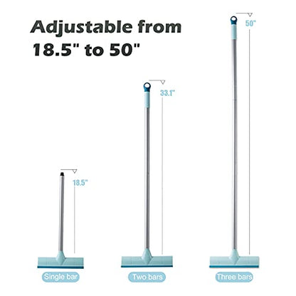 BOOMJOY Floor Scrub Brush with Long Handle, 2 in 1 Scrape and Brush, Stiff Bristles for Cleaning Bathroom, Patio, Garage, Kitchen, Deck, Tile, Blue - color: Blue