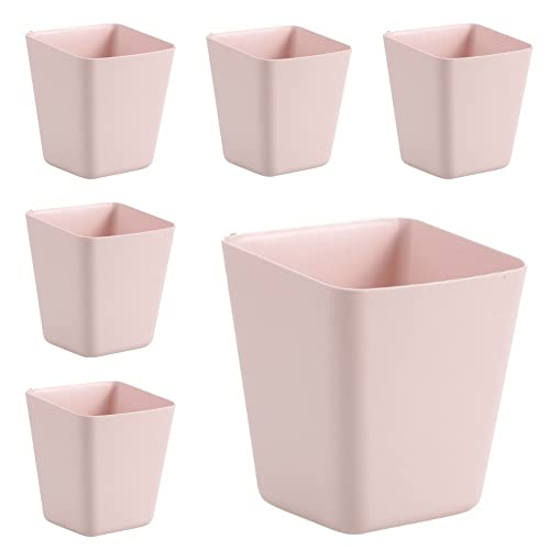 6 Pack Hanging Cup Holders, Wall Organizers, Rolling Cart Accessories Hanging Pen Holders Storage Containers Hanging Buckets for Home Decor Office, Kitchen, Art & Craft Supplies Accessories (Pink) - color: Pink