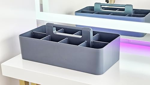 2 PACK - Portable DIY 8 Dividers Durable Plastic Tote Tool & Supply Cleaning Caddy with Handle Made In USA (Orion Gray) - color: Orion Gray