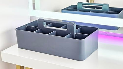 2 PACK - Portable DIY 8 Dividers Durable Plastic Tote Tool & Supply Cleaning Caddy with Handle Made In USA (Orion Gray) - color: Orion Gray