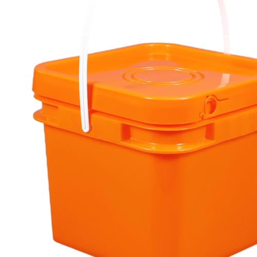 Square Bucket All Purpose Pail Large Capacity Food Storage Container with Handle and Lid for Home Improvement Outdoor Picnics, 8L 23.7x23.7x20.95cm