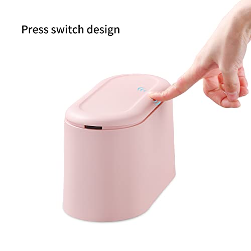 SUBEKYU 0.5 Gal Mini Countertop Trash Can with Lid for Desktop, Small Garbage Can for Office, Tiny Wastebasket,Pink - color: Pink 0.4 Gal with Lid