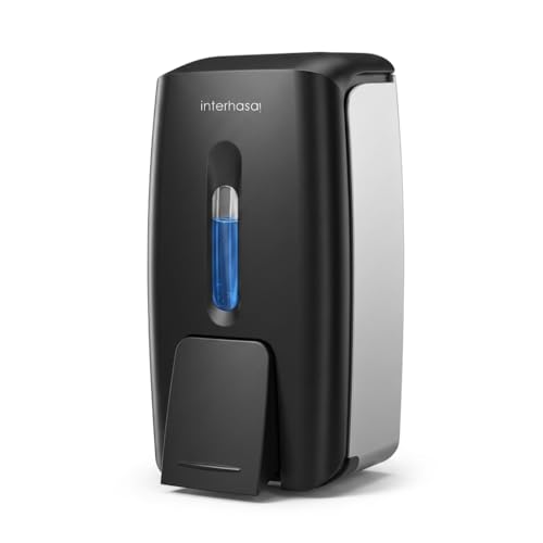 interhasa! Soap Dispenser Wall Mount Refillable 28oz Hand Sanitizer Dispenser Commercial Hand Soap Dispenser for Bathroom Support Liquid Gel Soap - color: Black