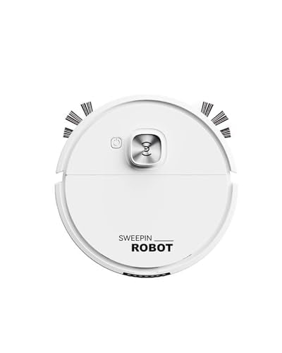 Smart Floor Vacuum Robot, Strong Suction Quiet Slim Sweep Mop, Robot Vacuum for Pet Hair Hard Floor & Low-Pile Carpet Home Cleaning, No Battery Included (3 AA 1.5V Batteries Required), White - color: White