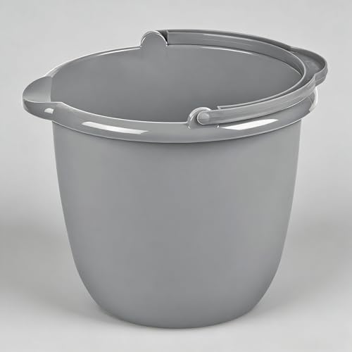 10 Qt. Spout Pail Classic Titanium,Gray Plastic Bucket with Pour Spout and Handle for Cleaning, Mopping, Gardening
