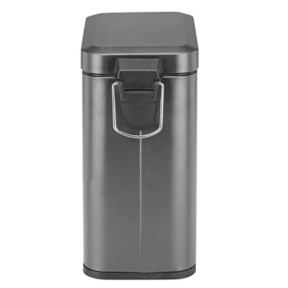 mDesign Small Modern 1.3 Gallon Rectangle Metal Lidded Step Trash Can, Compact Garbage Bin with Removable Liner Bucket and Handle for Bathroom, Kitchen, Craft Room, Office, Garage - Graphite Gray - color: Graphite Gray, size: 1.3 Gallon