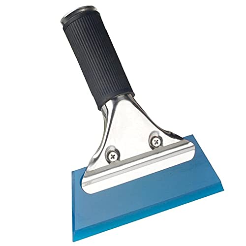 RockRose Pro Stainless Steel Squeegee Anti-Slip Handle with 5" Rubber Blue Max Blade Window - Auto Vinyl Wrapping, Auto Tint Film Installation Glass Mirror Shower Cleaning Car Wash Squeegee (2 Units) - color: 5" Anti-slip Handle, size: Pack of 2