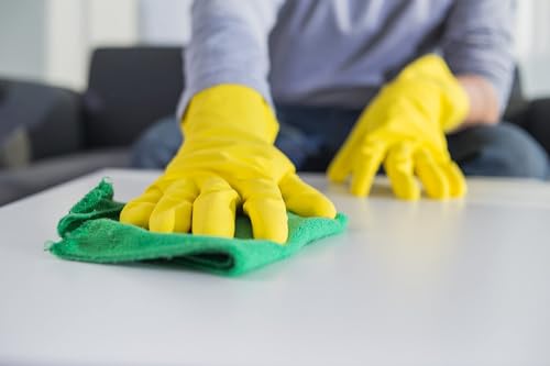 SteadMax 1 Pair Cleaning Gloves, Reusable Natural Rubber Dish Gloves, Latex Non-Slip Gloves for Kitchen, Household - size: Medium