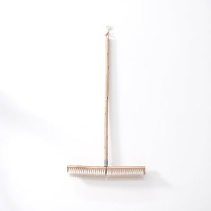 17.71” Heavy Duty Push Broom Outdoor, Stiff Plastic Bristles 4-Layer, 32.28” Wooden Handle, Industrial Broom for Garage Floor, Warehouse, Patio, Concrete, Deck & Sidewalk Cleaning