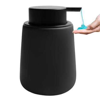 Soap Dispenser Ceramic with Easy-to-Press Pump Hand Lotion Liquid Dispenser for Shampoo Bathroom Kitchen 12 oz Black - color: Liquid-brownblack