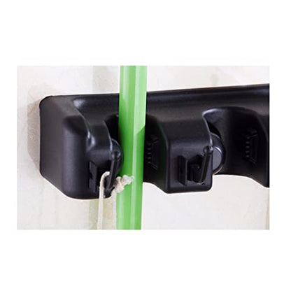 LIFKOME New Broom Holder Wall Mount Space-Saving Mop Hanger Organizer Sturdy Wall Mounted Brush Holder - color: Black