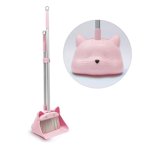 28'' Kids Mini Broom and Dustpan Set - Toddler Cleaning Toy, Toddler Household Helper, Parent-Child Interactive Play Cleaning Tool, Cute Cartoon Design, Small Safe Corner Broom (Pink) - color: Pink, size: Broom Set