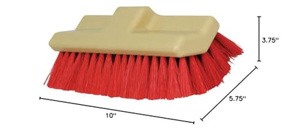 Soro Essentials- 10" Multi-Angle Floor Scrub Brush Head Only with 0.6mm Red Synthetic Bristles-Household Cleaning Brushes Stiff Bristle Floor Scrubber for Cleaning Shower Bathroom Garage Kitchen Wall
