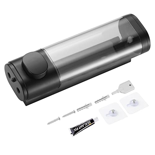 Pollock Shampoo and Conditioner Dispenser Wall Mounted, Shower Soap Dispenser 2 Chamber No Drill, Shampoo Dispenser for Shower, Body Wash Dispenser for Bathroom, Large Capacity, (Black 1 Chamber) - color: Black 1 Chamber