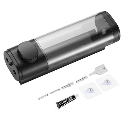 Pollock Shampoo and Conditioner Dispenser Wall Mounted, Shower Soap Dispenser 2 Chamber No Drill, Shampoo Dispenser for Shower, Body Wash Dispenser for Bathroom, Large Capacity, (Black 1 Chamber) - color: Black 1 Chamber