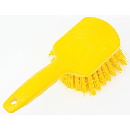 SPARTA 40541EC04 Plastic Scrub Brush, Utility Brush, Kitchen Brush With Hanging Hole For Cleaning, 8 Inches, Yellow (Pack of 1) - color: Yellow