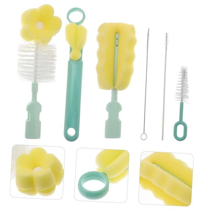 5-in-1 Bottle Brush Set Travel Bottle Brush Stainless Steel Pp Sponge 29cm Random Color