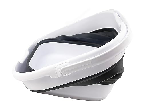 SAMMART 9.5L (2.5 Gallon) Collapsible Rectangular Handy Basket/Bucket (White/Steel Grey(Set of 2)) - color: White/Steel Grey(set of 2)