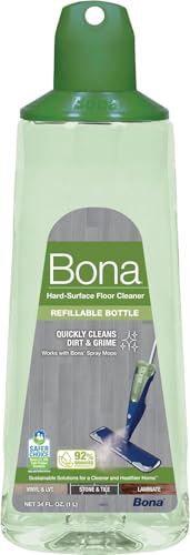 Bona Multi-Surface Hard Floor Cleaner Spray Mop Cartridge - 34 fl oz - Unscented - Refillable - Residue-Free Floor Cleaning Solution for Bona Spray Mops - Stone, Tile, Laminate, and Vinyl Floors - size: 34 Fl Oz (Pack of 1)