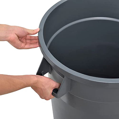 Global Industrial Commercial Round Trash Can, 20 Gallon Capacity, Plastic Garbage Can, Indoor and Outdoor Utility Trash Can, Gray, 19" W x 22-1/2"H, No Lid - color: Gray