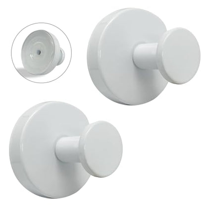 Suction Cup Hooks for Shower - 2 Pack, White - Stainless Steel, Strong Suction, No Drill, Removable Hanger, Tile Bathroom Kitchen Wall, Glass Door, Mirror Hook Hanging Robe, Towel Holder - color: White