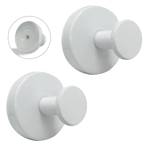 Suction Cup Hooks for Shower - 2 Pack, White - Stainless Steel, Strong Suction, No Drill, Removable Hanger, Tile Bathroom Kitchen Wall, Glass Door, Mirror Hook Hanging Robe, Towel Holder - color: White