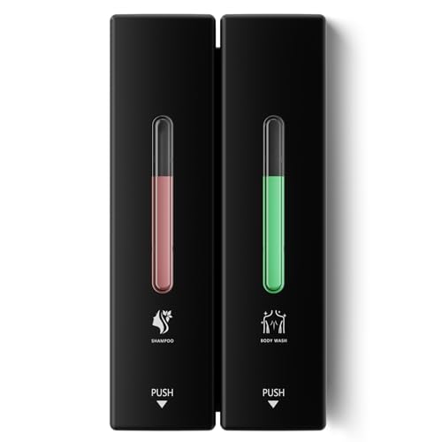Shampoo and Conditioner Dispenser Wall Mounted, 3-Chamber Shower Soap Dispenser for Bathroom, 1200ML Large Capacity, No-Drill Installation, Clog-Free Pump for Thick Liquids (black-2-pack) - color: Black-2-pack