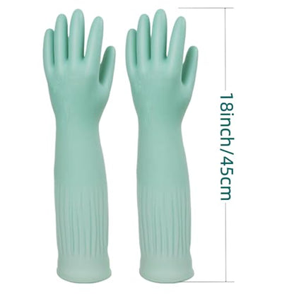 18inch Household Cleaning Rubber Kitchen Waterproof Long Gloves,Reusable Durable Anti Slip Work Latex Gloves - size: Large