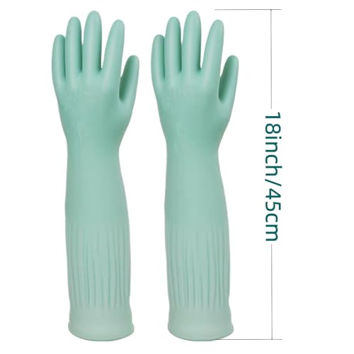 18inch Household Cleaning Rubber Kitchen Waterproof Long Gloves,Reusable Durable Anti Slip Work Latex Gloves - size: Small