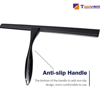 14'' Shower Squeegee, TOOVEM Squeegee for Shower Glass Door for Glass Doors, Windows, Bathroom, Car Windshield, Black - style: Black 14 inch