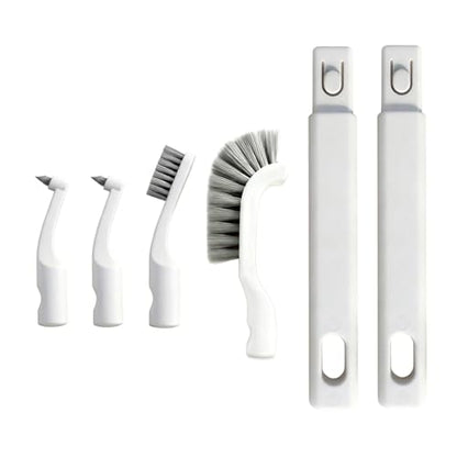 Hard Bristle Crevice Cleaning Brush Set with 4Pcs Brush Heads & 2Pcs Handles, Multifunctional Grout Brush Tools for Kitchen, Bathroom, Sink, Corner, Mug, Blender, and Hard-to-Reach Areas - style: 6-Pieces Kit