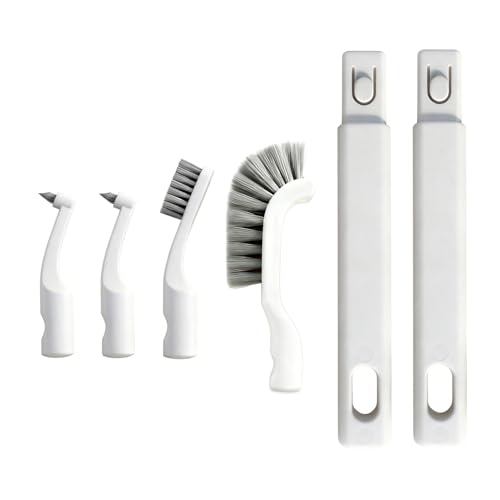 Hard Bristle Crevice Cleaning Brush Set with 4Pcs Brush Heads & 2Pcs Handles, Multifunctional Grout Brush Tools for Kitchen, Bathroom, Sink, Corner, Mug, Blender, and Hard-to-Reach Areas - style: 6-Pieces Kit