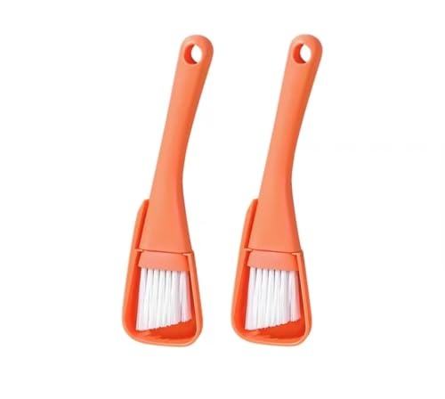 2PCs Window Track & Crevice Cleaning Brushes with Built-in Dustpan - Floor/Window Slot/Keyboard/Door Crevice Brush Set, Household Cleaning Tool Set(Orange+Orange) - color: Orange+orange