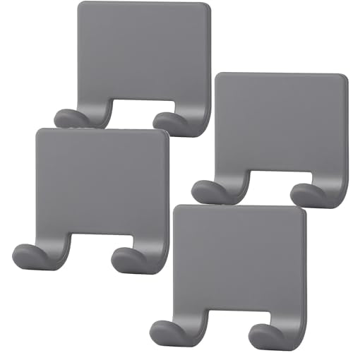 VANZAVANZU Razor Shaver Holder for Shower Wall Adhesive Hooks for Hanging, Bathroom Silicone Waterproof Decorative Shower Hooks Hair Brush Holder for Towel (4 Pack-Grey) - color: 4 Pack-Grey