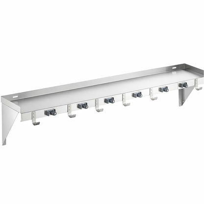 Stainless Steel Wall-Mounted Utility Shelf with Mop & Broom Holders, Cleaning Tool Organizer with Rag Hooks, Multiple Sizes (48 Inch) - size: 48 Inch