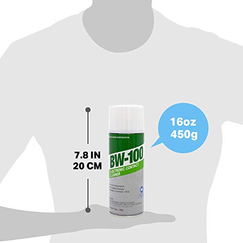 BW-100 Non-Flammable Electronic Contact Cleaner Aerosol Spray- Safely Cleans Joycons, Computers, PCB, and More - Removes dust, dirt and contaminants on contacts - Quick Dry| 16oz/450g - size: 1 Pound (Pack of 1)