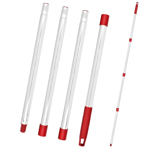 Mop Handle for Ocedar,Spin Mop Replacement Handle Compatible with O Cedar, American Threaded Joint Mop Handle 4-Section 30-to-58 inch Mop Replacement Stick - color: Red