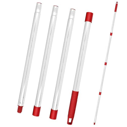 Mop Handle for Ocedar,Spin Mop Replacement Handle Compatible with O Cedar, American Threaded Joint Mop Handle 4-Section 30-to-58 inch Mop Replacement Stick - color: Red
