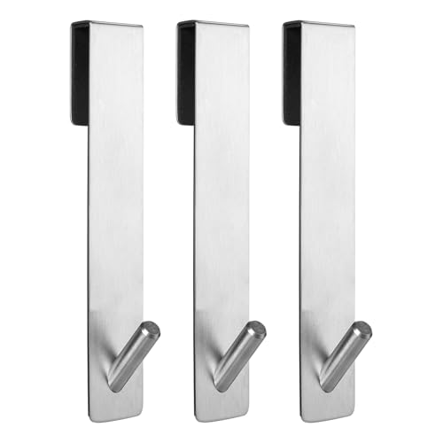 Simtive Extended Shower Door Hooks (7-Inch), Over Door Hooks for Bathroom Frameless Glass Shower Door, Towel Hooks, 3-Pack, Silver - color: Silver, size: 7 In-3 Pack